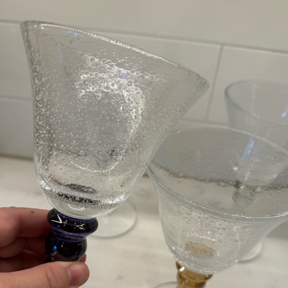 Pottery Barn Bubble Glass Goblets Set of 4 - Picture 5 of 7